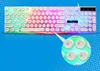 A close-up view of a white keyboard with rainbow backlighting, with a magnified inset showing the Q, W, A, and S keys. Produktbild-Vorschau