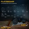Diagrams and measurements of dumbbell components and a finished dumbbell set on a wooden surface. Produktbild-Vorschau