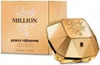 A bottle of Paco Rabanne Lady Million perfume and its packaging. Produktbild-Vorschau