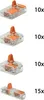 A collection of Wago lever connectors arranged in rows, with quantity indicators next to each row. Produktbild-Vorschau