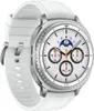 A close-up, side view of a white Samsung Galaxy Watch8 Classic Smartwatch with a silver bezel and a white strap, set against a white background. Náhled obrázku produktu