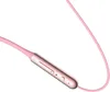 A close-up shot of rose pink in-ear headphones with a rose gold control unit. Produktbild-Vorschau