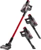 Three cordless stick vacuums are displayed against a white background. One is shown fully extended, while the other two are shown as handheld units. Voir les images du produit