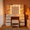 ZELURXX Toaletka biała 110×40×145 cm z lustrem LED 10 Podgląd zdjęcia produktu 5