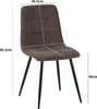 A brown upholstered chair with dimensions indicated by white lines and text. Produktbild-Vorschau