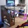 Merax Lit superposé 140x200 cm, avec LED, bureau, armoire, Voir les images du produit 4