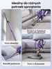 Collage showing a cordless vacuum cleaner being used in different scenarios: cleaning windows, car seats, and carpets. Podgląd zdjęcia produktu