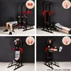 A collage of four images showing a person using a power tower for various exercises, with diagrams highlighting the muscles being worked. Produktbild-Vorschau