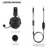 Product image showing a gaming headset and its accessories, with descriptive text. Produktbild-Vorschau