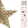 A close-up of a golden star-shaped LED light decoration with accompanying product feature icons. Anteprima dell’immagine prodotto