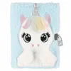 Plüsch Tagebuch/Notizbuch mit Vorhängeschloss, blau Einhorn Produktbild-Vorschau 2