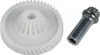 A white gear and a metal bolt are shown against a white background. Produktbild-Vorschau