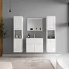 A modern white bathroom vanity set with a mirror and two tall cabinets against a gray wall. Anteprima dell’immagine prodotto