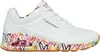 A white Skechers sneaker with a colorful heart pattern on the sole and heel. Náhled obrázku produktu