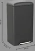 A dark gray pedal bin with dimensions indicated. Voir les images du produit