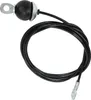 A gym cable wire with a black ball and metal attachments on a white background. Podgląd zdjęcia produktu