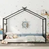 MODFU Lit enfant 140x200 cm Cabane avec Sommier à Lattes, Voir les images du produit 5