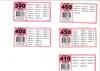 A collage of product labels for snow chains, each labeled with a group number and item number. Náhľad obrázku produktu