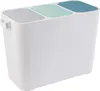 A white recycling bin with three compartments, each with a different colored lid (gray, mint green, and teal). Náhľad obrázku produktu