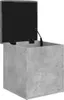 A cube-shaped storage bench with its lid open, revealing a black interior. The exterior has a concrete-like finish. Náhled obrázku produktu
