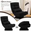 A collage of images showing a black floor chair in different positions, including folded. Produktbild-Vorschau