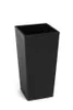 A black, textured, square planter pot is shown against a white background. Náhled obrázku produktu