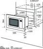 Technical drawing showing dimensions for installing a built-in microwave. Produktbild-Vorschau