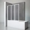 A white bathtub with a 3-panel folding shower screen installed. Produktbild-Vorschau