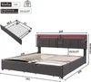 Diagrams and measurements of a bed frame and its components. Produktbild-Vorschau