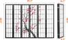 A multi-panel room divider with a Japanese cherry blossom design, shown unfolded and with dimensions indicated. Podgląd zdjęcia produktu