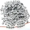 Písmenkové korálky, 500 kusov, 6x6 mm, strieborné s Náhľad obrázku produktu 6