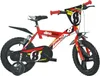 A red and black children's bicycle with training wheels is shown against a white background. Náhľad obrázku produktu