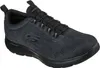 A black Skechers shoe is shown from the side against a white background. Voir les images du produit