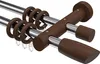 Interdeco Gardinenstange / Vorhangstange Chrom / Nussbaum Produktbild-Vorschau 1