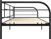 A side view of a black metal daybed frame with a wooden slat mattress support. Náhľad obrázku produktu
