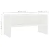 A white TV stand with dimensions indicated. Náhled obrázku produktu