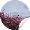 MuchoWow® Gartenposter Outdoor-Poster Rund Blumen im Nebel Produktbild-Vorschau 1