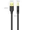 Product dimensions and details of a USB cable. Anteprima dell’immagine prodotto