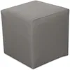 A gray cube-shaped ottoman or footstool is shown against a white background. Produktbild-Vorschau