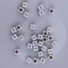 Perline di lettere, 30 pezzi, 6x6 mm, bianche con oro, Anteprima dell’immagine prodotto 1