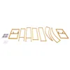 A collection of gold metal frame pieces and fasteners, laid out on a white background. Podgląd zdjęcia produktu