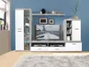 Wohnwand - Weiß glänzend - Beton Nachbildung - 4-teilig Produktbild-Vorschau 3
