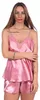 Damen Satin Nachtwäsche Pyjama Set Shorty mit Spitze; Produktbild-Vorschau 1