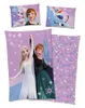 A collage of Disney Frozen themed bedding items, featuring characters Elsa, Anna, and Olaf, with a castle and snowflake motifs. Produktbild-Vorschau