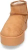 A close-up, studio shot of a single tan-colored platform boot. Produktbild-Vorschau