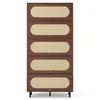 Commode haute aspect noyer avec rotin, 5 abattants, 80 x Voir les images du produit 8