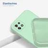 A close-up view of a light green phone case, showing the camera cutout and the interior lining. Produktbild-Vorschau