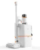 A white cordless vacuum cleaner with orange accents is shown against a white background. Produktbild-Vorschau