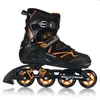 A black and orange inline skate is shown against a white background. Podgląd zdjęcia produktu