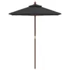 vidaXL Parasol z drewnianym drążkiem czarny 196x231 cm Podgląd zdjęcia produktu 3
